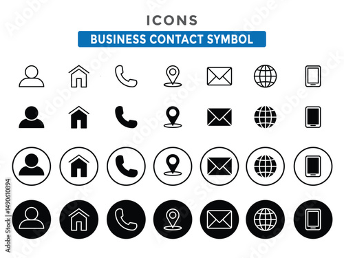 Contact information icons. Business contact symbol