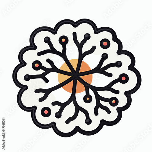 vibrant red and orange tree branches on white background