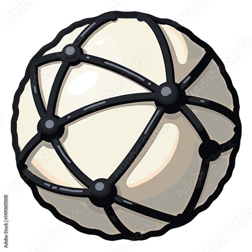 d illustration of ball with black netting