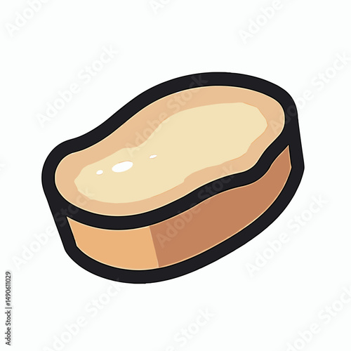 cartoon bread roll with butter  cute food illustration