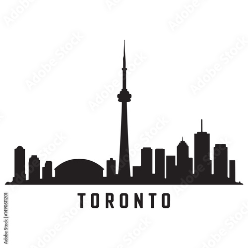 Toronto City skyline Vector black silhouette. with white background