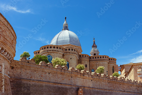 The basilica of the holy house or santuario della santa casa in Loreto province of Ancona in Le Marche Italy a place of pilgrimage for Catholics.