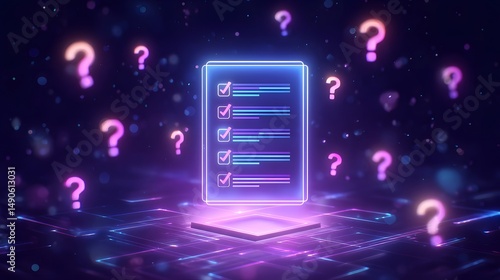 Conceptual image depicting a digital survey form with checkboxes representing the of technology in education and learning assessment
