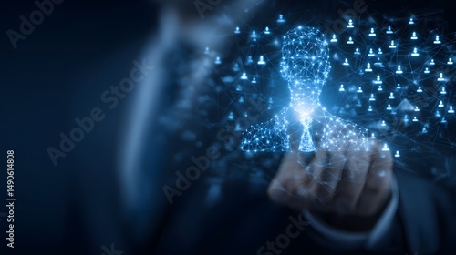 Human resource manager coordinating the recruitment and management of a diverse talented workforce for a multinational company with worldwide and digital capabilities