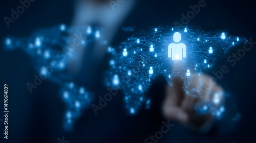 Human resource manager coordinating the recruitment and hiring of employees for a global company with digital technology and worldwide service capabilities