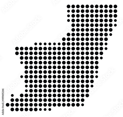 Symbol Map Of the County Worcester (Maryland, US) showing the County with a few black dots