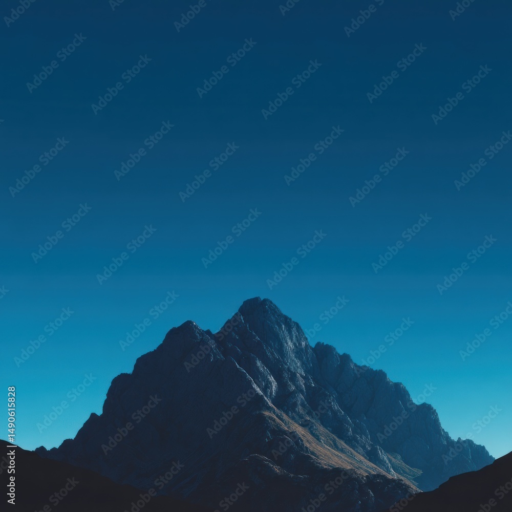 Fototapeta premium Mountain silhouette against blue sky