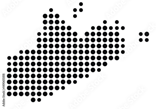 Symbol Map Of the County Norfolk (Massachusetts, US) showing the County with a few black dots