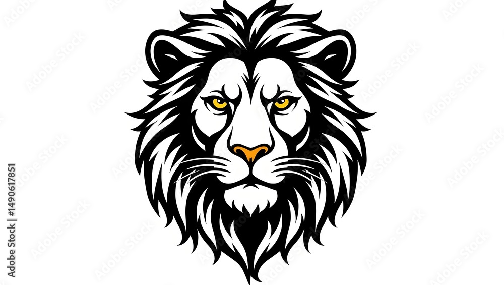 Obraz premium Bold Lion Head Vector Illustration with Fierce Expression