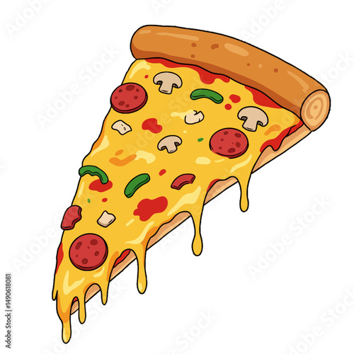 Hot pizza slice with toppings