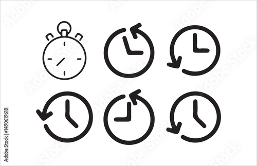 Time icon set. Timer, alarm, schedule, hourglass, clock icons, Victor illustrations  Eps 10