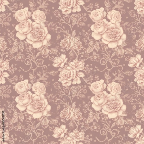 Seamless Vintage Floral Pattern in Soft Muted Colors. Baroque and Victorian-Inspired Romantic Design, For Wallpapers, Fabrics, and Luxury Packaging