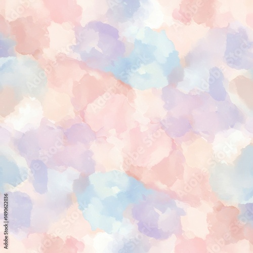 Seamless Abstract Pattern of Irregular Watercolor Blobs and Splotches in Muted Pastel Tones For Backgrounds, Textiles, and Modern Digital Art Designs