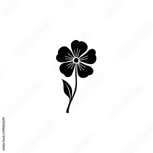 Elegant floral silhouette with delicate petals, showcasing botanical simplicity