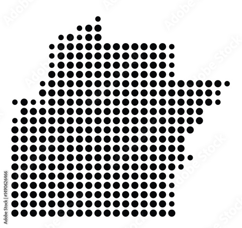 Symbol Map Of the County Hinds (Mississippi, US) showing the County with a few black dots