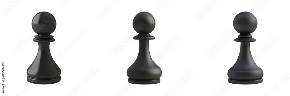 Black Chess Pawns Set. Strategy And Game Concept Collection Isolated On Transparent Background Black Chess Pawns Set. Strategy And Game Concept Collection Isolated On Transparent Background