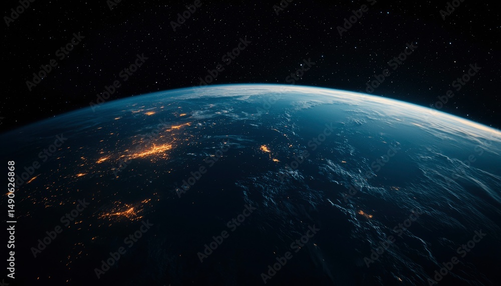 Obraz premium Earth from Space, Night View