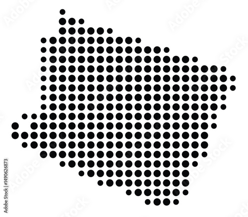 Symbol Map Of the County Holmes (Mississippi, US) showing the County with a few black dots