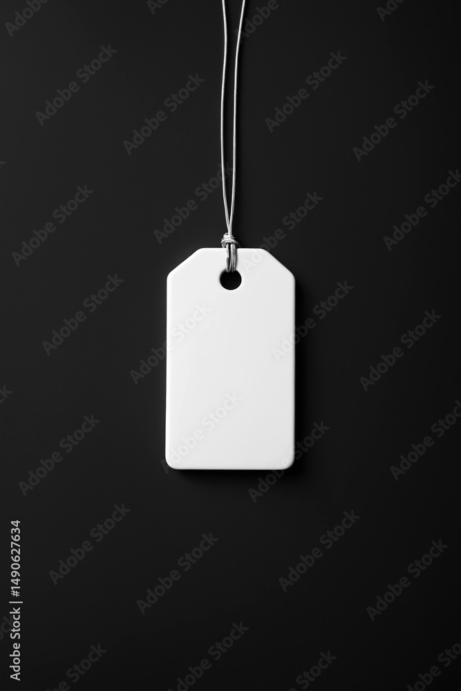 Fototapeta premium Blank empty mockup of tag label over black background
