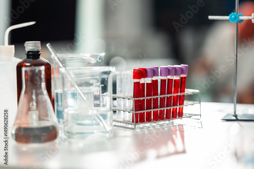 Scientist conducts a blood ...
