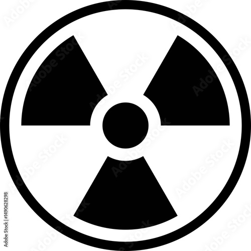 Black and white nuclear hazard sign transparent PNG. Radioactive material, or ionizing radiation symbol. Nuclear symbol. Radiation warning sign. Nuclear hazard silhouette.