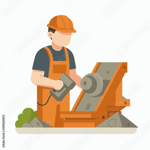 illustration of project workers crushing rocks