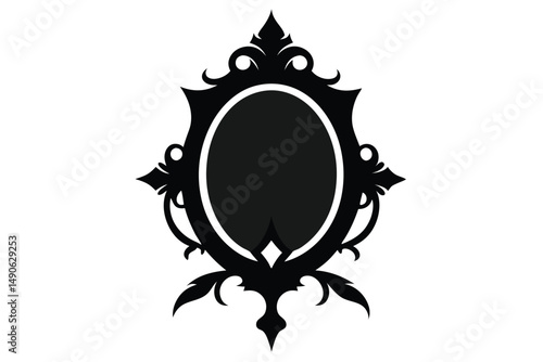 Vintage Mirror Silhouette: A classic vintage mirror, captured in a stylized silhouette, epitomizes elegance and timeless style. Its ornate frame with intricate details stands out against the backdrop.