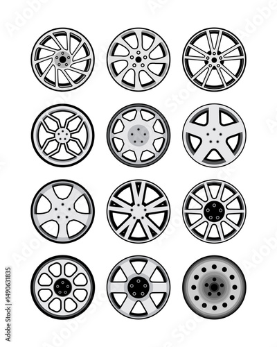 car rims alloy wheels vector collection