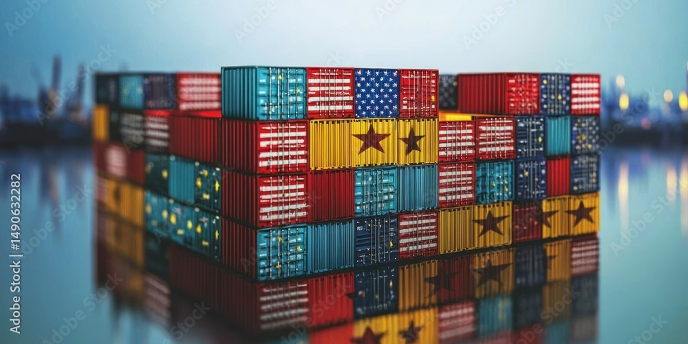 Obraz premium The challenges of navigating international trade in the face of US tariff confusion Stock photo