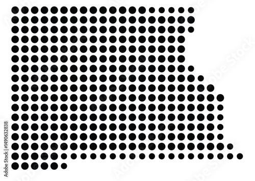 Symbol Map Of the County Marion (Missouri, US) showing the County with a few black dots