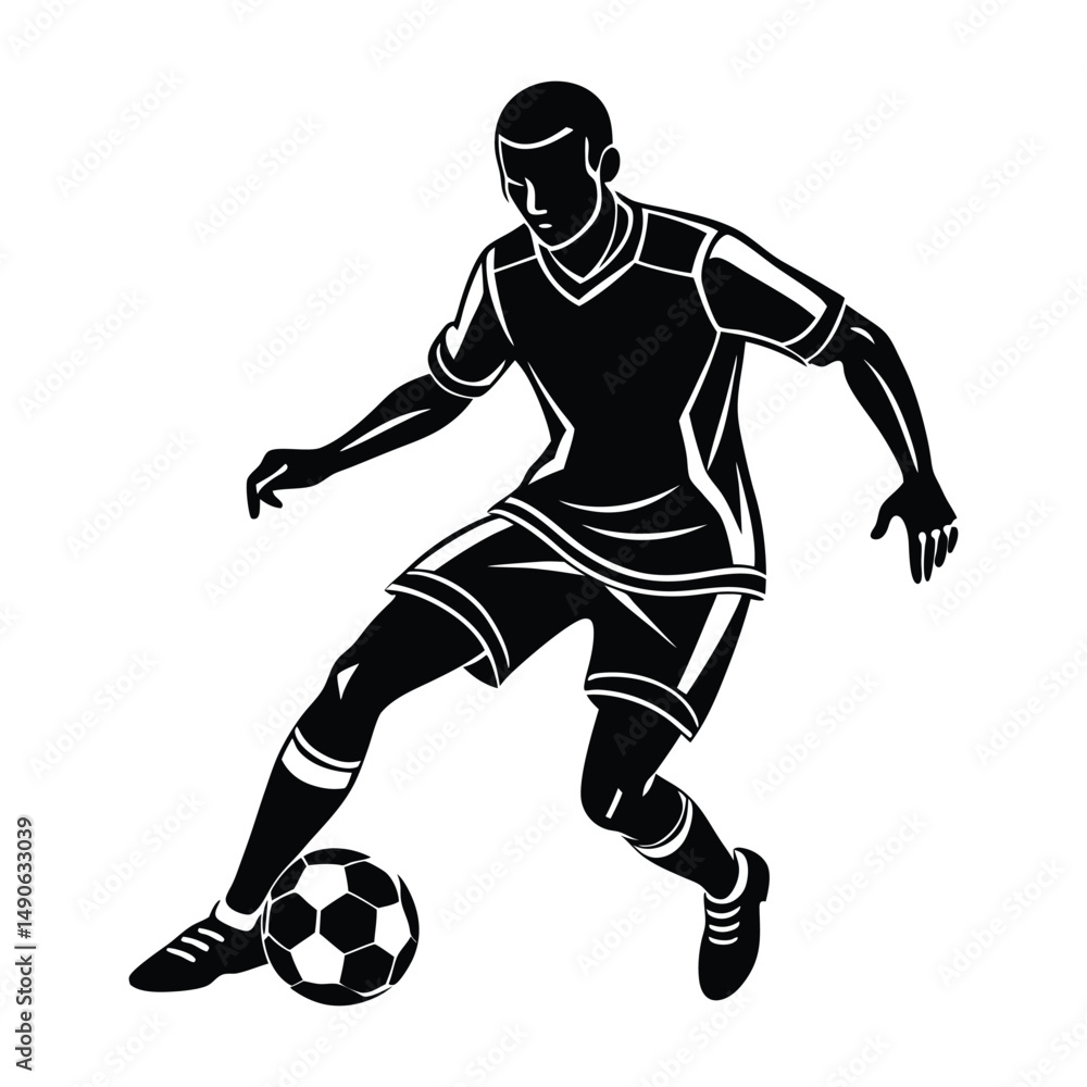 Naklejka premium Soccer Player Silhouette Vector Design Template Illustration