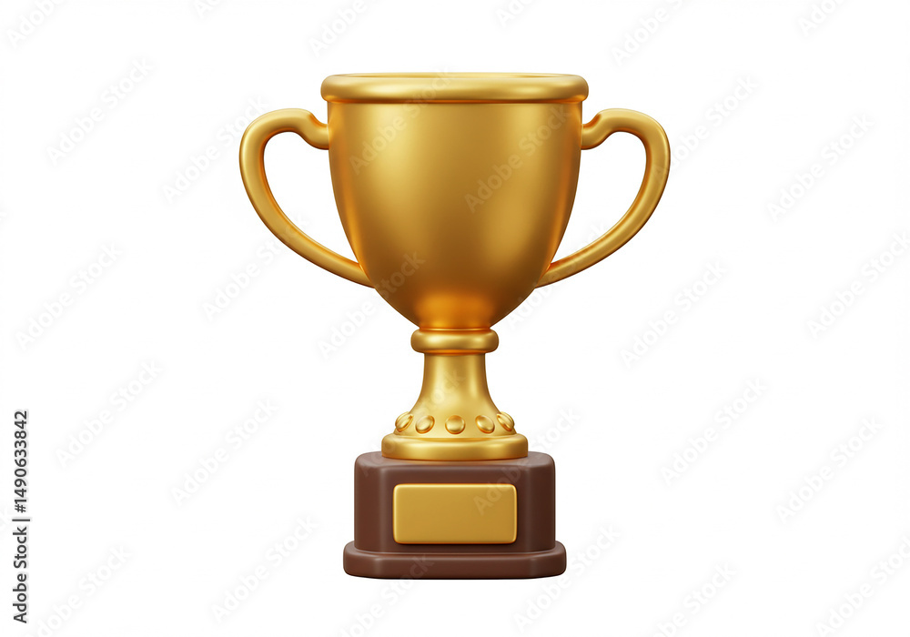 Golden trophy cup, award for winner or champion, success concept, isolated on white background. Golden trophy cup, award for winner or champion, success concept, isolated on white background.
