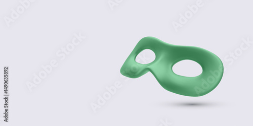 Masquerade Carnival Mask in Minimal 3D Cartoon Style, Theatrical Costume Element for Party, Celebration or Roleplay Concepts. Vector Illustration