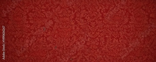 Intricate red damask wallpaper, classic design , luxury, royal, abstract