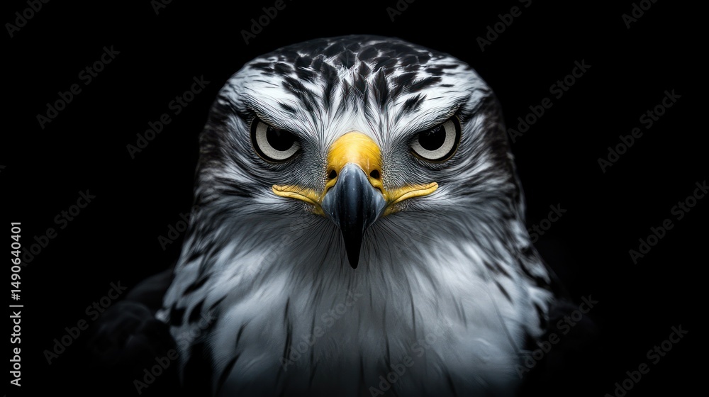 Fototapeta premium A Javanese Hawk Eagle stares ahead, its gaze sharp and full of intensity. background wallpaper AI generated image