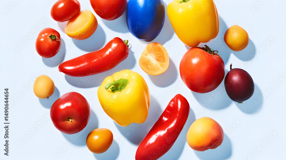 Obraz premium Circular arrangement of fresh produce, a vibrant display of nature's bounty