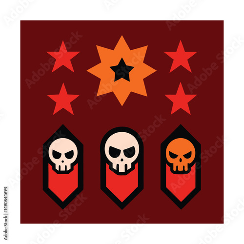 Horror Game Rank Medals Collection with Skull Design