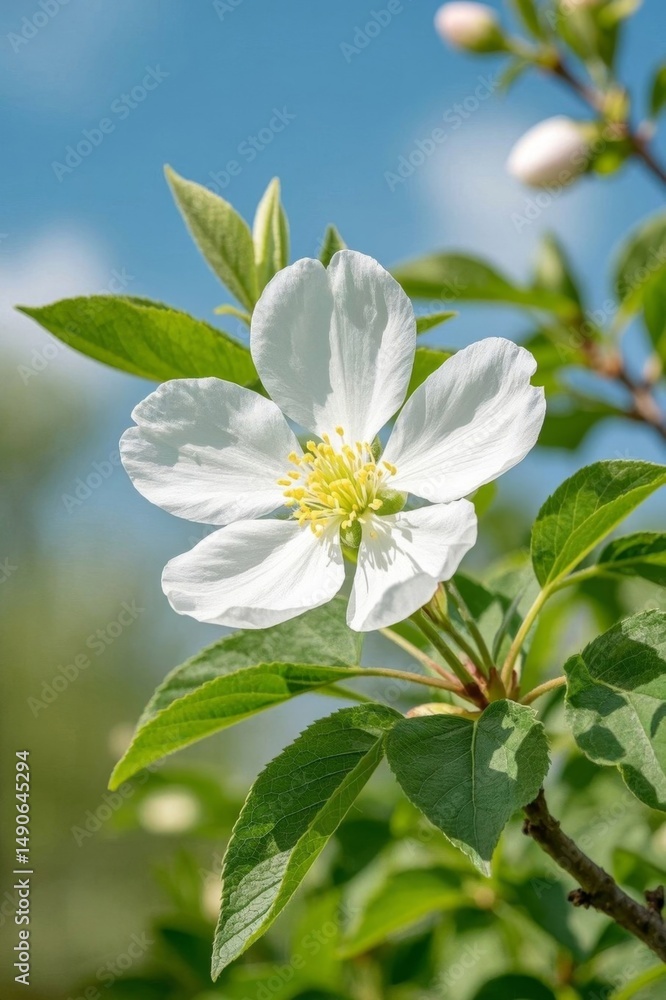 Fototapeta premium there is a white flower that is growing on a tree