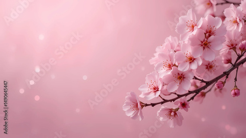Pink cherry blossom background soft spring designs feminine projects, Valentine's Day, Wedding, Anniversary, Greeting Card Design