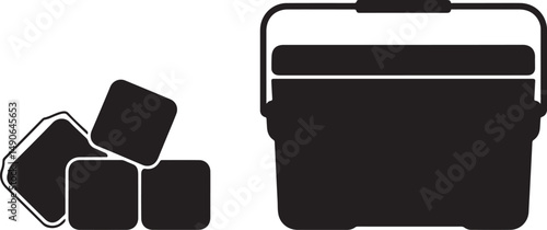 Ice Cubes and a Portable Ice Chest Illustration