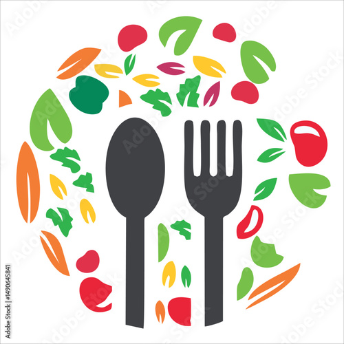 Food logo design flat illustration