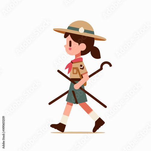 illustration of a women scout