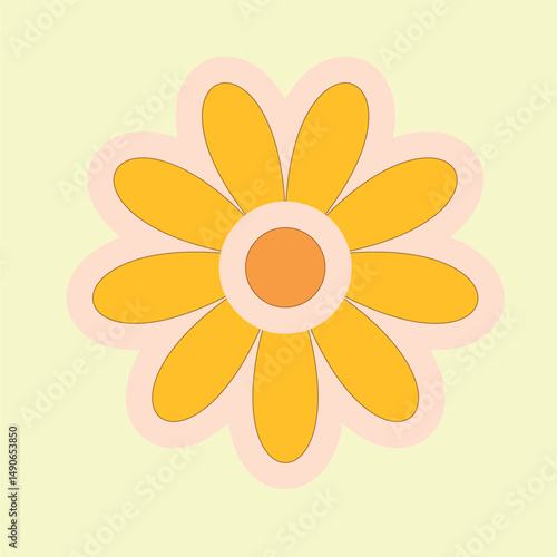 vector illustration flower separate, groovy colors, for postcard, packaging, wrapping paper, spring, summer, autumn, holiday, school