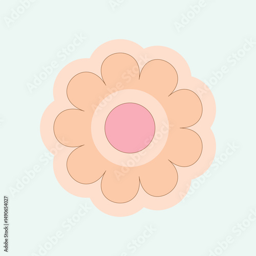 vector illustration flower separate, groovy colors, for postcard, packaging, wrapping paper, spring, summer, autumn, holiday, school