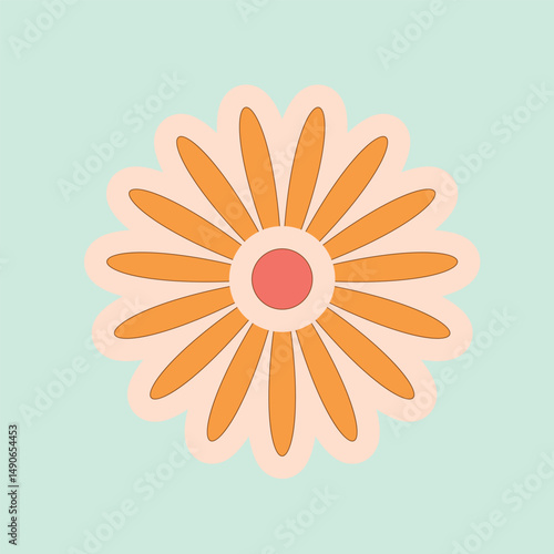 vector illustration flower separate, groovy colors, for postcard, packaging, wrapping paper, spring, summer, autumn, holiday, school