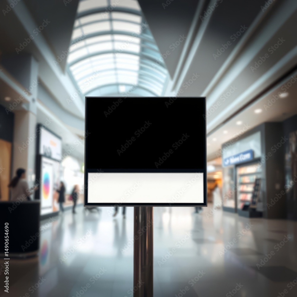 Digital media blank black and white screen modern panel signboard for advertisement design in shopping centre gallery mock-up with blurred background digital kiosk billboard blank mockup display empty Digital media blank black and white screen modern panel signboard for advertisement design in shopping centre gallery mock-up with blurred background digital kiosk billboard blank mockup display empty
