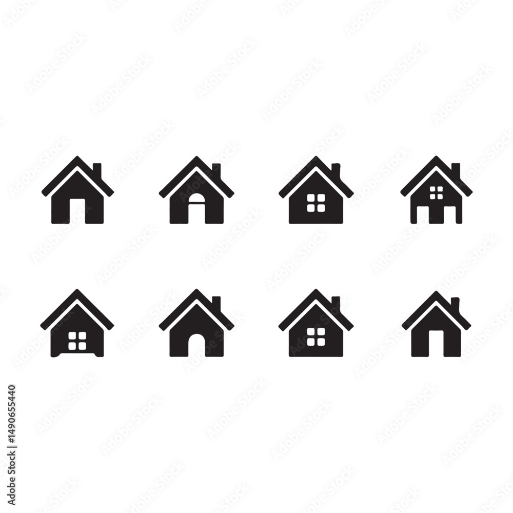 Minimalist Home Icon Set: Clean and Simple House Vector Symbols for UI Design and Web Interfaces.
Minimalist Home Icon Set: Clean and Simple House Vector Symbols for UI Design and Web Interfaces.