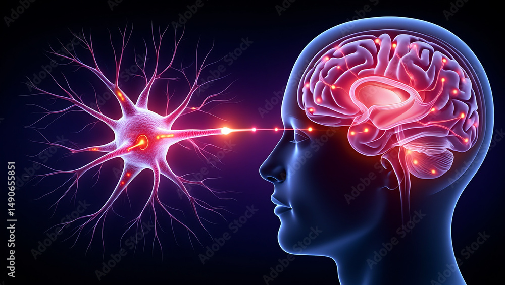 Obraz premium Neuron firing synapse brain cell neural network
