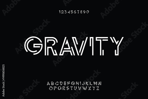 Creative Outline Double line monogram alphabet and tech fonts. Lines font regular uppercase and lowercase. Vector illustration.