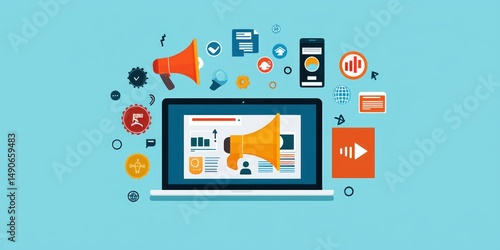 Wallpaper Mural Laptop screen showing insights for digital marketing ads and targeted campaigns Torontodigital.ca